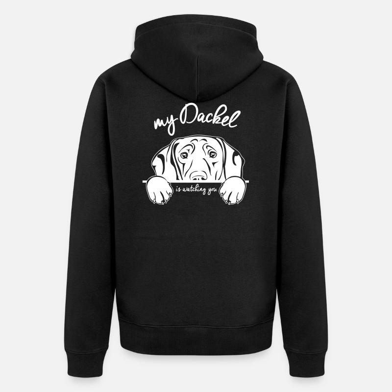 DACKEL watching - Unisex Premium Bio Zip Hoodie - Schwarz