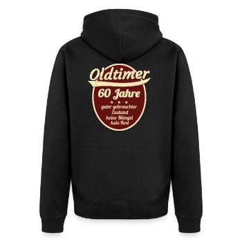 60 Jahre - Sechzigster Geburtstag - Unisex Premium Bio Zip Hoodie - Schwarz - Hinten - Nico (187cm)