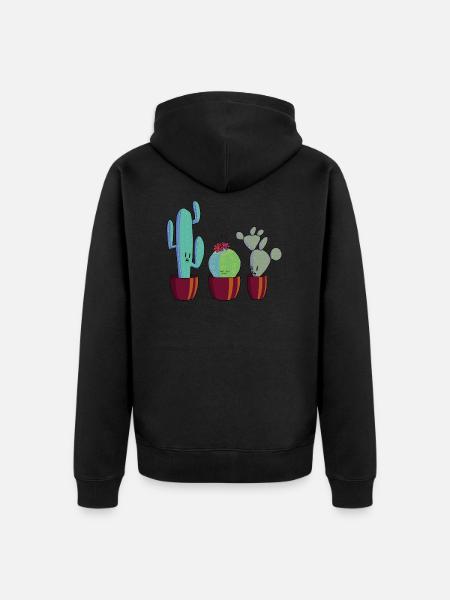 Cactus in bloom - Unisex Premium Organic Zip Hoodie - black