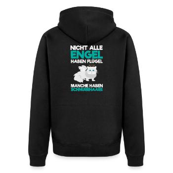 ENGEL KATZE! - Unisex Premium Bio Zip Hoodie - Schwarz - Hinten - Nico (187cm)