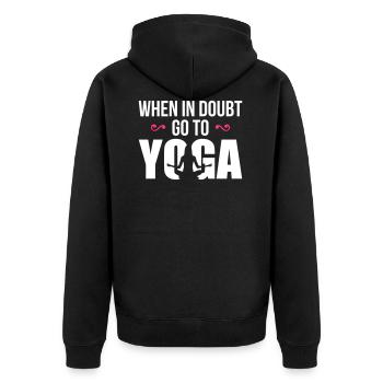 En cas de doute aller au yoga - drôle - drôle - Veste à capuche bio Premium Unisexe - noir - Dos - Nico (187cm)