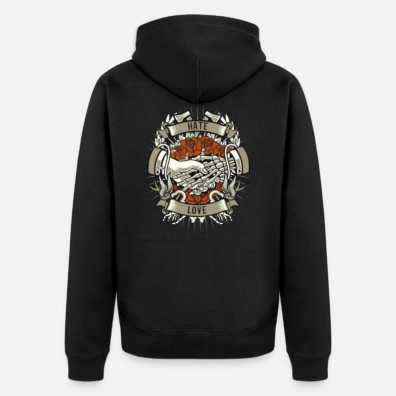 Hate and Love - Unisex Premium Bio Zip Hoodie - Schwarz