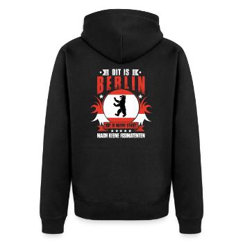 Dit is Berlin / Geschenk Berliner Hauptstadt - Unisex Premium Bio Zip Hoodie - Schwarz - Hinten - Nico (187cm)