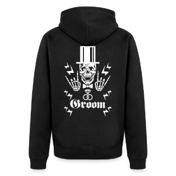 68 Skull Groom Cylinder Game Over JGA Party Team - Unisex Premium Bio Zip Hoodie - Schwarz - Hinten - Nico (187cm)