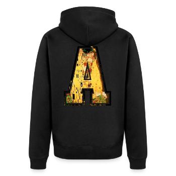 A-Gustav Klimt-Kiss - Unisex Premium Organic Zip Hoodie - black - Back - Nico (187cm)