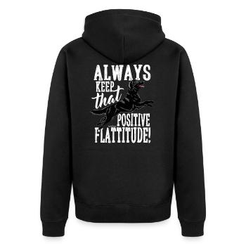 Flatti Always Positive B - Unisex Premium Organic Zip Hoodie - black - Back - Nico (187cm)
