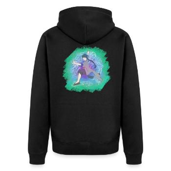 dragen Kungfu Mädchen - Unisex Premium Bio Zip Hoodie - Schwarz - Hinten - Nico (187cm)