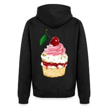 Black Forest Cherry Tart - Unisex Premium Organic Zip Hoodie - black - Back - Nico (187cm)