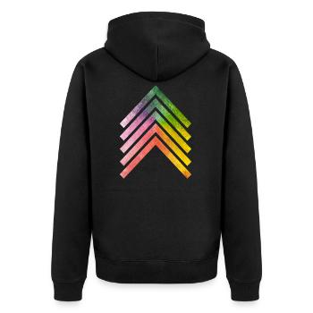 Arrow V1 - Unisex Premium Bio Zip Hoodie - Schwarz - Hinten - Nico (187cm)