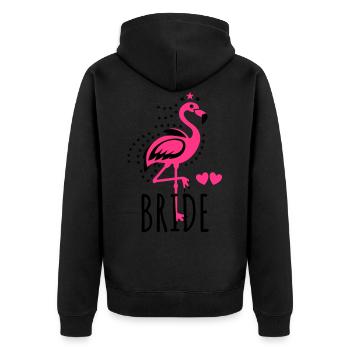 102 JGA BRIDE Flamingo Sterne Braut Herzen - Unisex Premium Bio Zip Hoodie - Schwarz - Hinten - Nico (187cm)