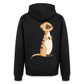 Erdmännchen Meerkatze - Unisex Premium Bio Zip Hoodie - Schwarz - Hinten - Nico (187cm)