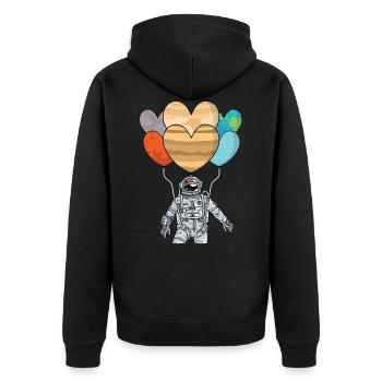 Astronaut with balloon - solar system planet - Unisex Premium Organic Zip Hoodie - black - Back - Nico (187cm)