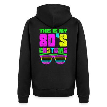 80er Shirt - Unisex Premium Bio Zip Hoodie - Schwarz - Hinten - Nico (187cm)