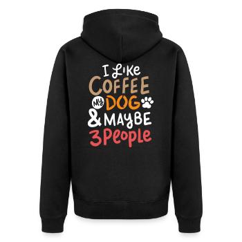 Funny Dogs Pug Coffee German Shepherd Labrador - Unisex Premium Organic Zip Hoodie - black - Back - Nico (187cm)