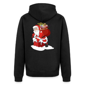 Weihnachtsmann - Unisex Premium Bio Zip Hoodie - Schwarz - Hinten - Nico (187cm)