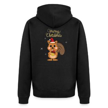 Squirrel Christmas -Eichhörnchen - Unisex Premium Bio Zip Hoodie - Schwarz - Hinten - Nico (187cm)