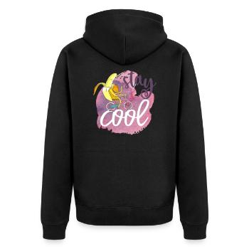 Bleib cool: Chillige Banane - Cartoon Character - Unisex Premium Bio Zip Hoodie - Schwarz - Hinten - Nico (187cm)