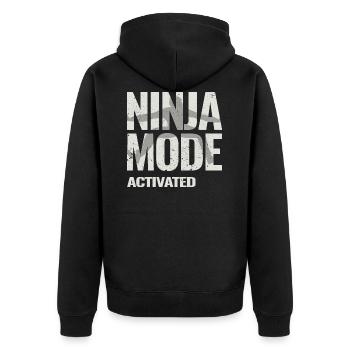 Ninja Warrior - Ninja Fashion Activated - Unisex Premium Organic Zip Hoodie - black - Back - Nico (187cm)