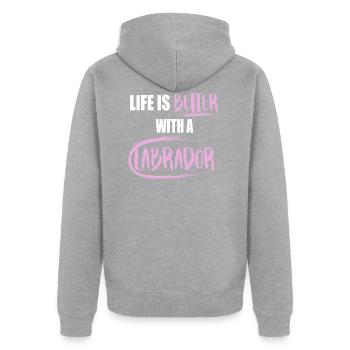Labrador dog talk - Unisex Premium Organic Zip Hoodie - heather grey - Back - Nico (187cm)
