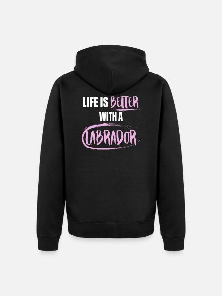 Labrador dog talk - Unisex Premium Organic Zip Hoodie - black