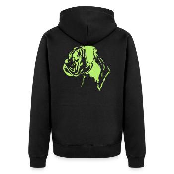Boxer Kopf - Unisex Premium Bio Zip Hoodie - Schwarz - Hinten - Nico (187cm)