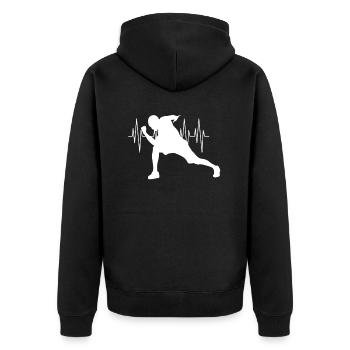 Fitness Gym - Veste à capuche bio Premium Unisexe - noir - Dos - Nico (187cm)