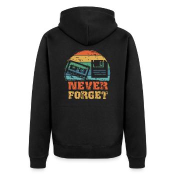 Retro Vintage Kassette Diskette - Unisex Premium Bio Zip Hoodie - Schwarz - Hinten - Nico (187cm)