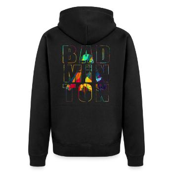 Badminton Federball - Unisex Premium Organic Zip Hoodie - black - Back - Nico (187cm)