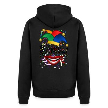 Karneval - Unisex Premium Bio Zip Hoodie - Schwarz - Hinten - Nico (187cm)