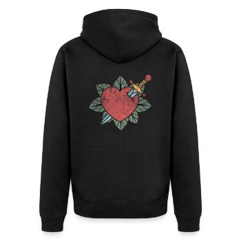 The Wounded Heart - Unisex Premium Organic Zip Hoodie - black - Back - Nico (187cm)