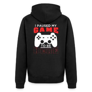 Gamer nerd gaming nerdy Geschenk - Unisex Premium Bio Zip Hoodie - Schwarz - Hinten - Nico (187cm)