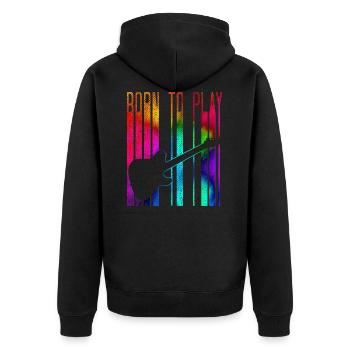 Gitarre - Unisex Premium Bio Zip Hoodie - Schwarz - Hinten - Nico (187cm)