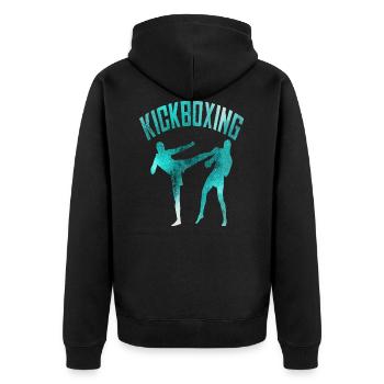 Kickboxen - Unisex Premium Bio Zip Hoodie - Schwarz - Hinten - Nico (187cm)