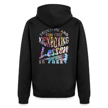 Kickboxen - Unisex Premium Bio Zip Hoodie - Schwarz - Hinten - Nico (187cm)