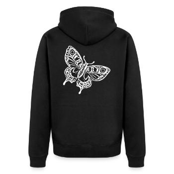 Butterfly - Vector - All colors possible - Unisex Premium Organic Zip Hoodie - black - Back - Nico (187cm)