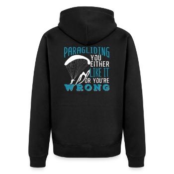 Paragliding - Unisex Premium Organic Zip Hoodie - black - Back - Nico (187cm)