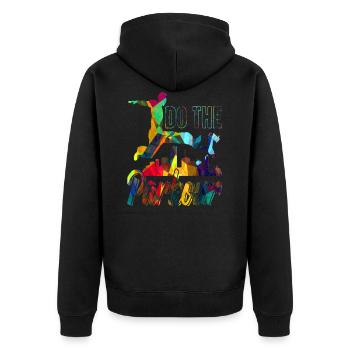 Parkour - Unisex Premium Bio Zip Hoodie - Schwarz - Hinten - Nico (187cm)