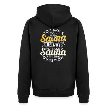 Sauna - Unisex Premium Bio Zip Hoodie - Schwarz - Hinten - Nico (187cm)