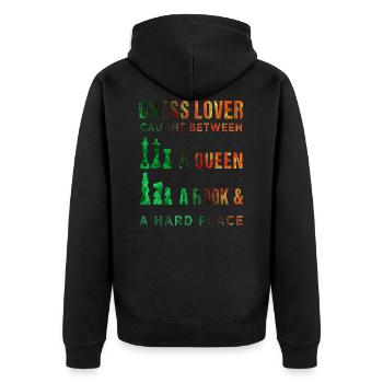 Schach - Unisex Premium Bio Zip Hoodie - Schwarz - Hinten - Nico (187cm)