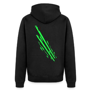 Sportliches Streifen Motiv Gym - Unisex Premium Bio Zip Hoodie - Schwarz - Hinten - Nico (187cm)