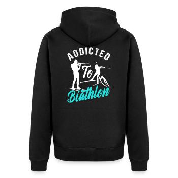 Biathlon - Unisex Premium Bio Zip Hoodie - Schwarz - Hinten - Nico (187cm)