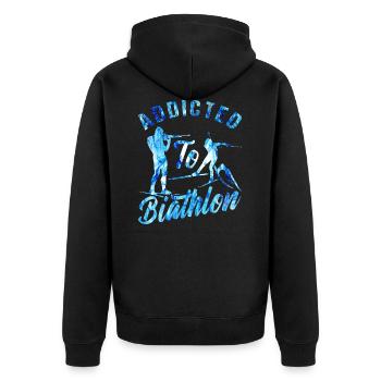 Biathlon - Unisex Premium Bio Zip Hoodie - Schwarz - Hinten - Nico (187cm)