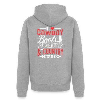 Cowboy - Unisex Premium Organic Zip Hoodie - heather grey - Back - Nico (187cm)