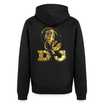 Disc jockey - Unisex Premium Organic Zip Hoodie - black - Back - Nico (187cm)