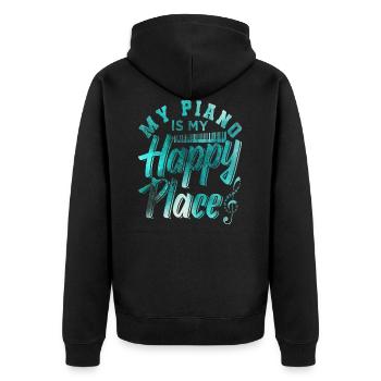 Klavier - Unisex Premium Bio Zip Hoodie - Schwarz - Hinten - Nico (187cm)