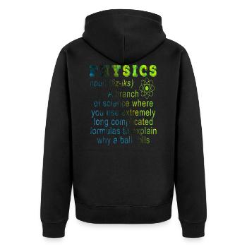 Physics - Unisex Premium Organic Zip Hoodie - black - Back - Nico (187cm)