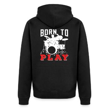 Schlagzeug - Unisex Premium Bio Zip Hoodie - Schwarz - Hinten - Nico (187cm)