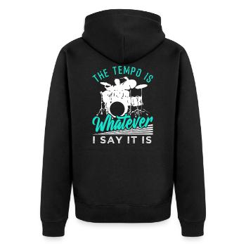 Schlagzeug - Unisex Premium Bio Zip Hoodie - Schwarz - Hinten - Nico (187cm)