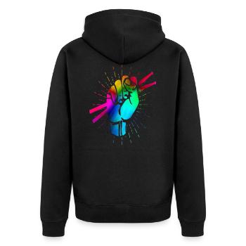 Percussion - Unisex Premium Organic Zip Hoodie - black - Back - Nico (187cm)