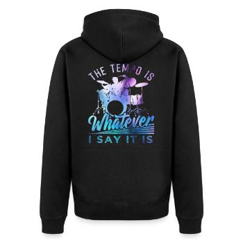 Schlagzeug - Unisex Premium Bio Zip Hoodie - Schwarz - Hinten - Nico (187cm)